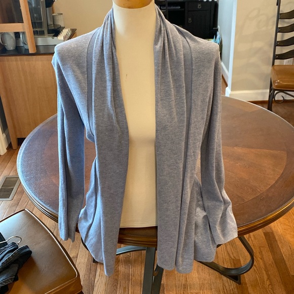 Zara Knit Light Blue Open Front Waterfall Tie Cardigan Sweater small NWOT - Picture 1 of 12